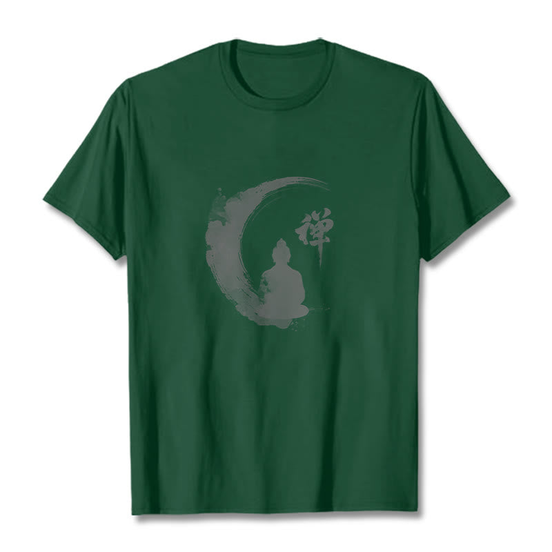 Nimara Ritual Meditating Buddha Pattern Cotton Tee T-shirt