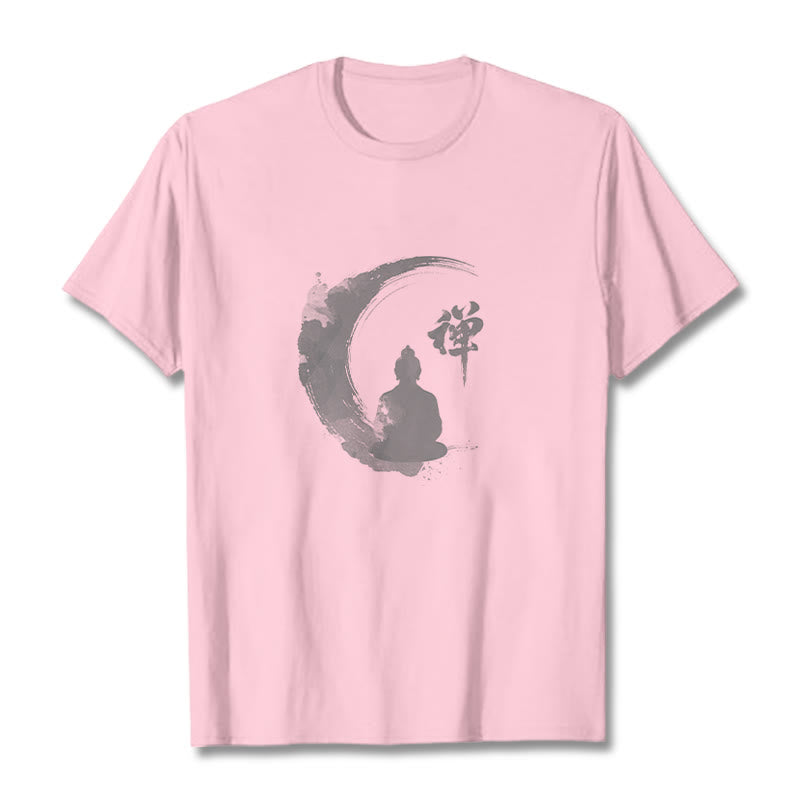 Nimara Ritual Meditating Buddha Pattern Cotton Tee T-shirt