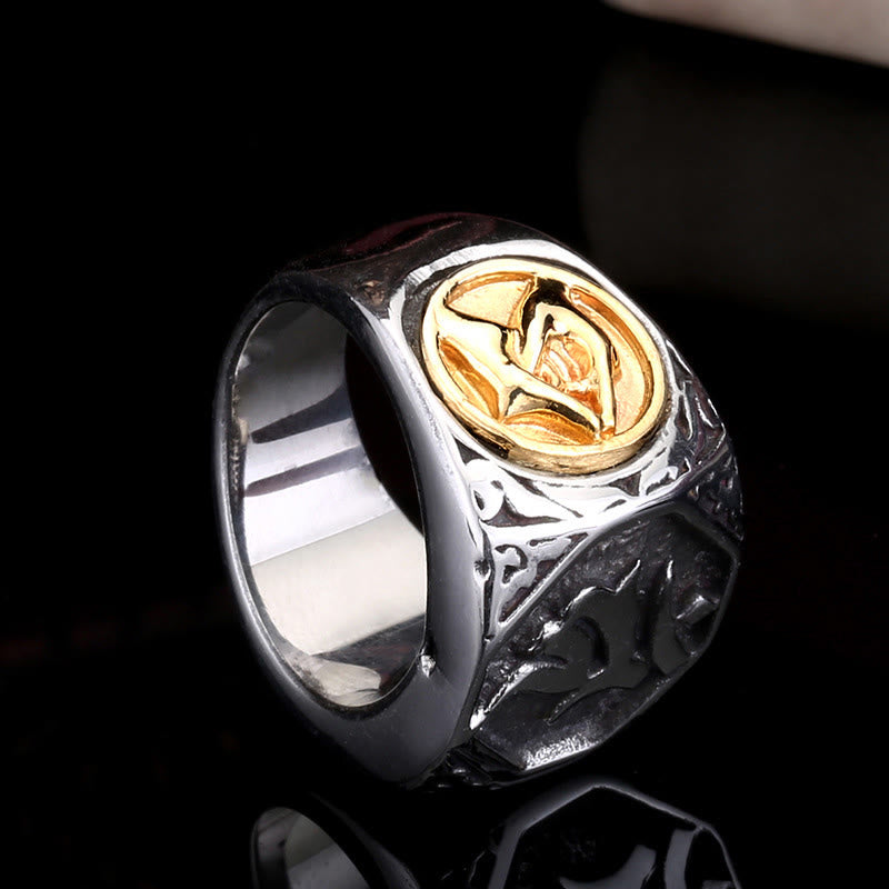Nimara Ritual Tibetan Titanium Steel Greeting Hand Sword Sign Sanskrit Balance Ring