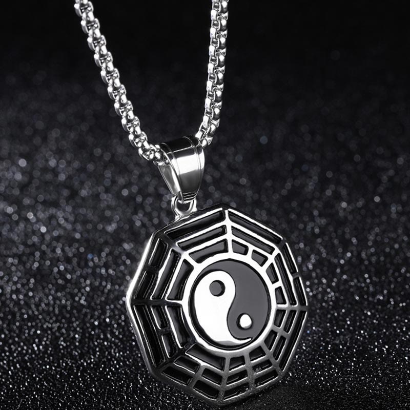 Nimara Ritual Titanium Steel Bagua Yin Yang Pattern Balance Necklace Pendant