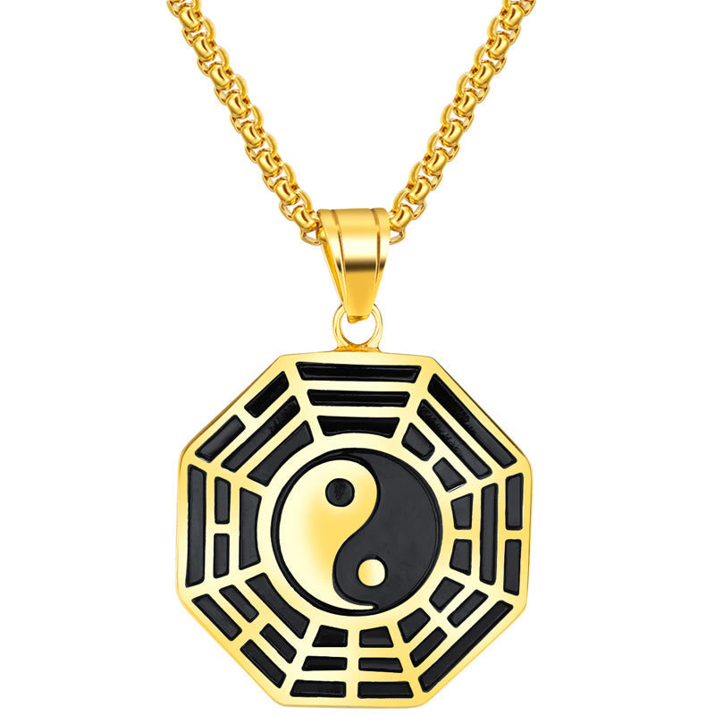 Nimara Ritual Titanium Steel Bagua Yin Yang Pattern Balance Necklace Pendant