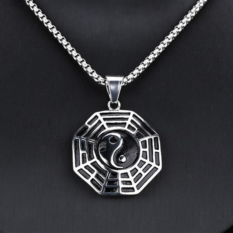 Nimara Ritual Titanium Steel Bagua Yin Yang Pattern Balance Necklace Pendant