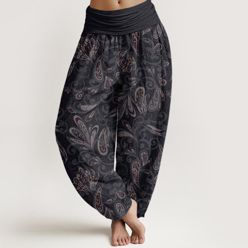 Nimara Ritual Cotton Casual Flower Petals Design Women's Elastic Waist Harem Pants