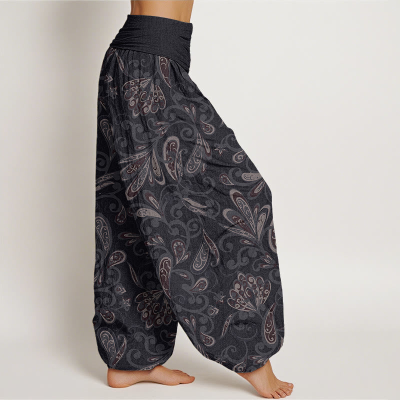 Nimara Ritual Cotton Casual Flower Petals Design Women's Elastic Waist Harem Pants
