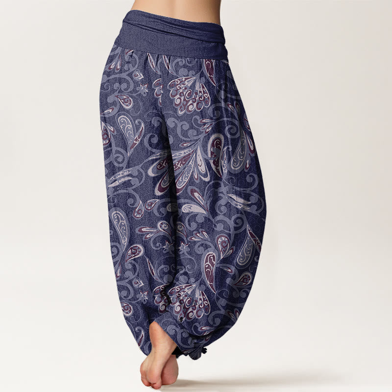 Nimara Ritual Cotton Casual Flower Petals Design Women's Elastic Waist Harem Pants