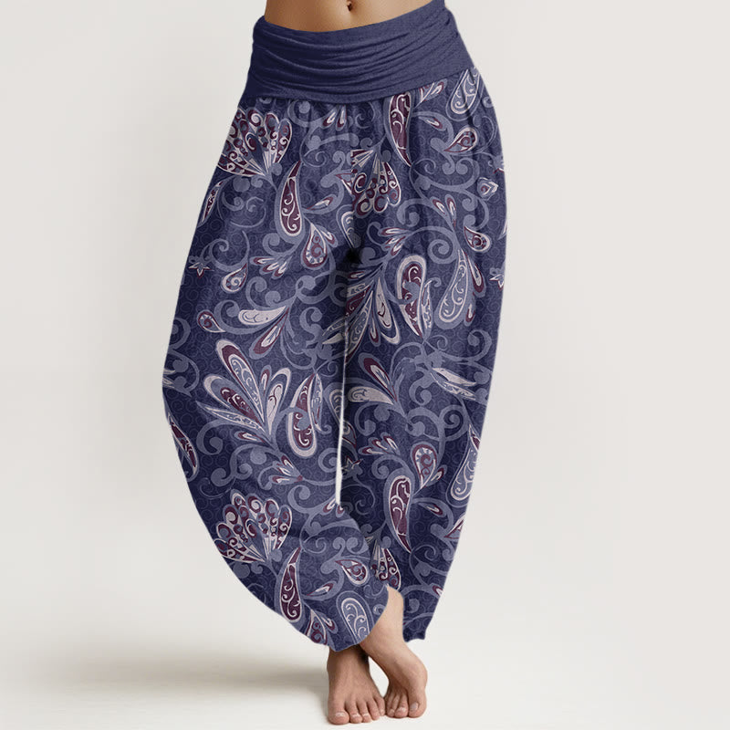 Nimara Ritual Cotton Casual Flower Petals Design Women's Elastic Waist Harem Pants