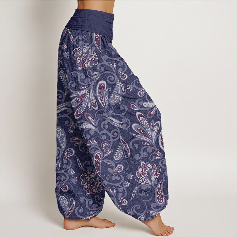 Nimara Ritual Cotton Casual Flower Petals Design Women's Elastic Waist Harem Pants
