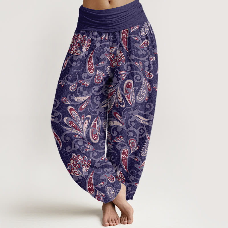 Nimara Ritual Cotton Casual Flower Petals Design Women's Elastic Waist Harem Pants