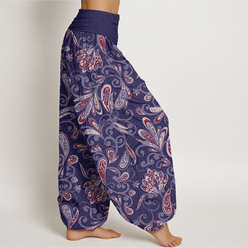 Nimara Ritual Cotton Casual Flower Petals Design Women's Elastic Waist Harem Pants