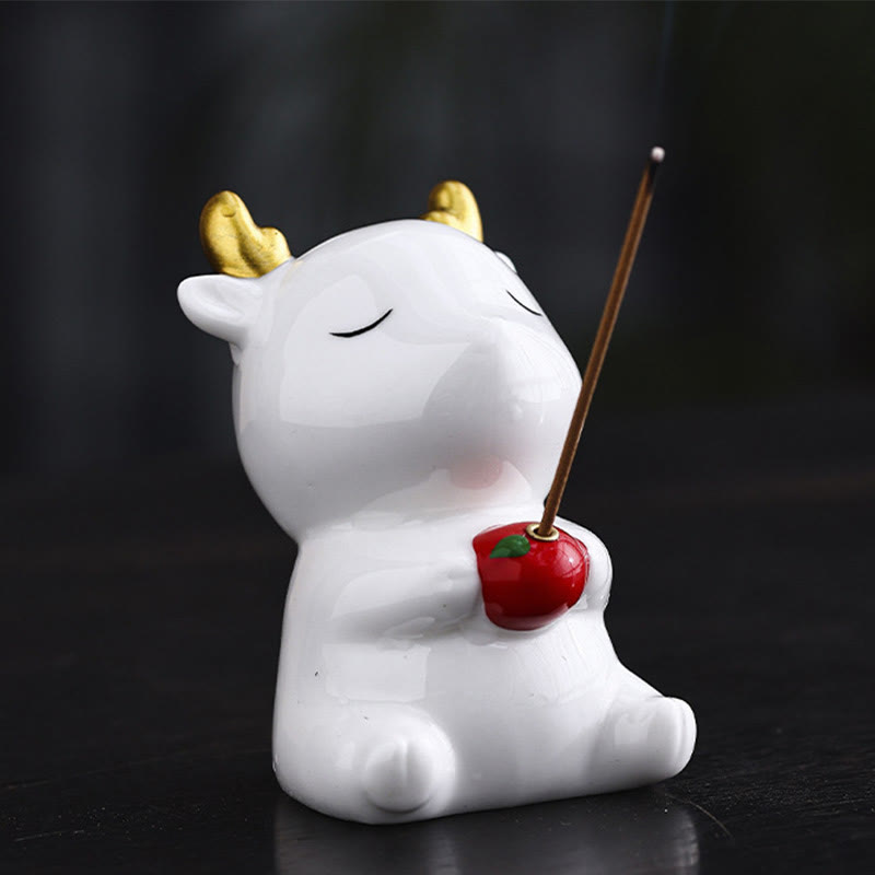 Nimara Ritual Cute Deer Holder Healing Ceramic Incense Burner Desk Decoration