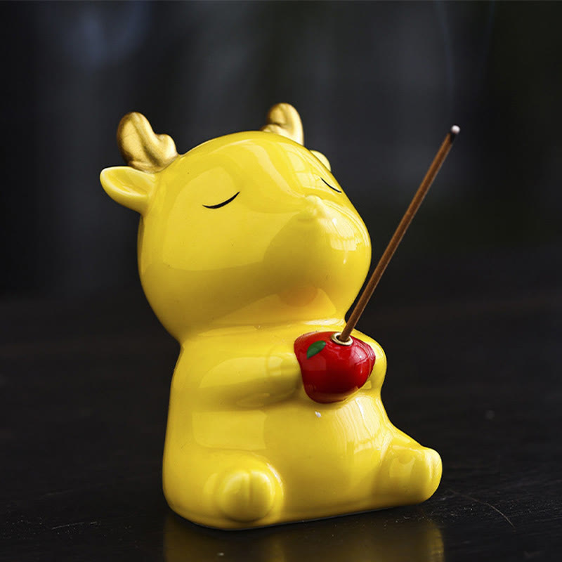 Nimara Ritual Cute Deer Holder Healing Ceramic Incense Burner Desk Decoration