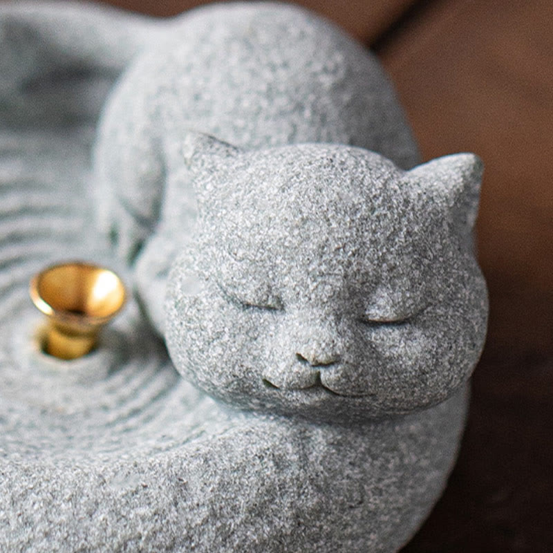 Nimara Ritual Cute Lazy Standing Cat Healing Incense Burner Desk Decoration