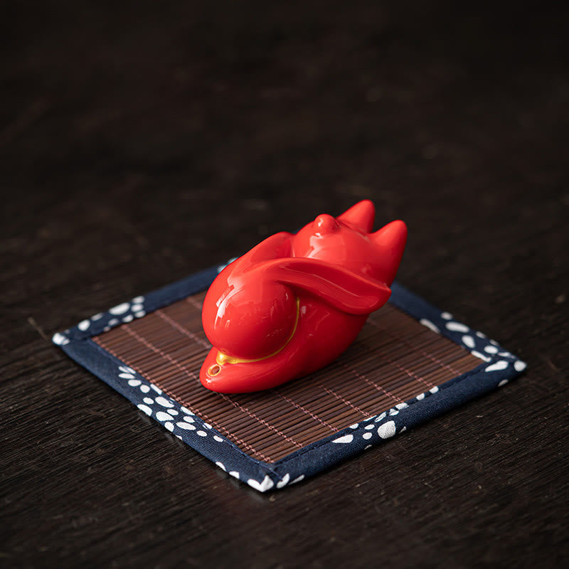 Nimara Ritual Flying Rabbit Bamboo Mat Healing Ceramic Incense Burner Desk Decoration