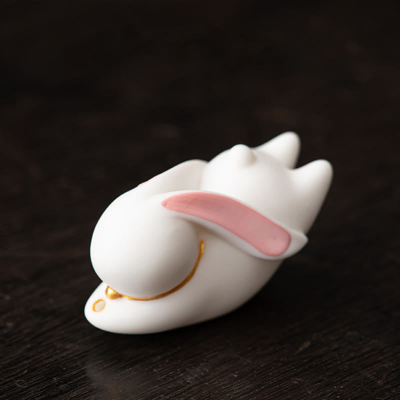 Nimara Ritual Flying Rabbit Bamboo Mat Healing Ceramic Incense Burner Desk Decoration