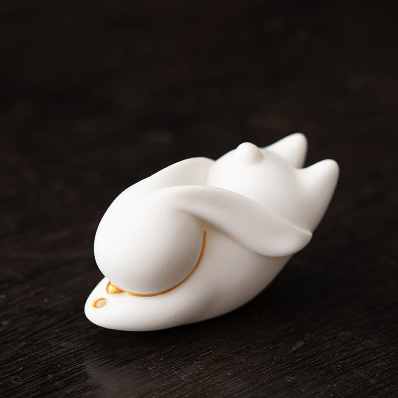 Nimara Ritual Flying Rabbit Bamboo Mat Healing Ceramic Incense Burner Desk Decoration