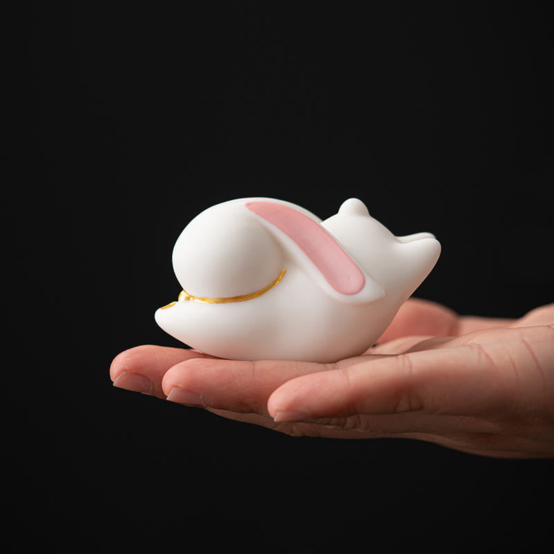 Nimara Ritual Flying Rabbit Bamboo Mat Healing Ceramic Incense Burner Desk Decoration