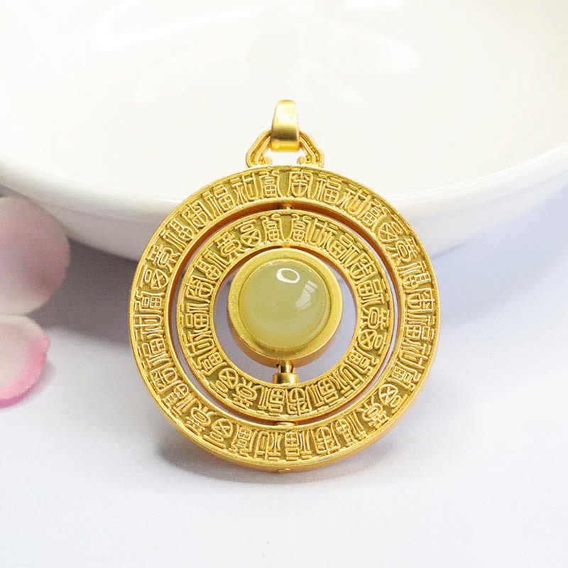 Nimara Ritual Hetian Jade Hundred Blessings Fu Character Luck Rotatable Necklace Pendant