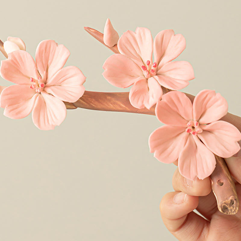 Nimara Ritual Blooming Plum Blossom Branches Ceramic Healing Incense Burner Desk Decoration
