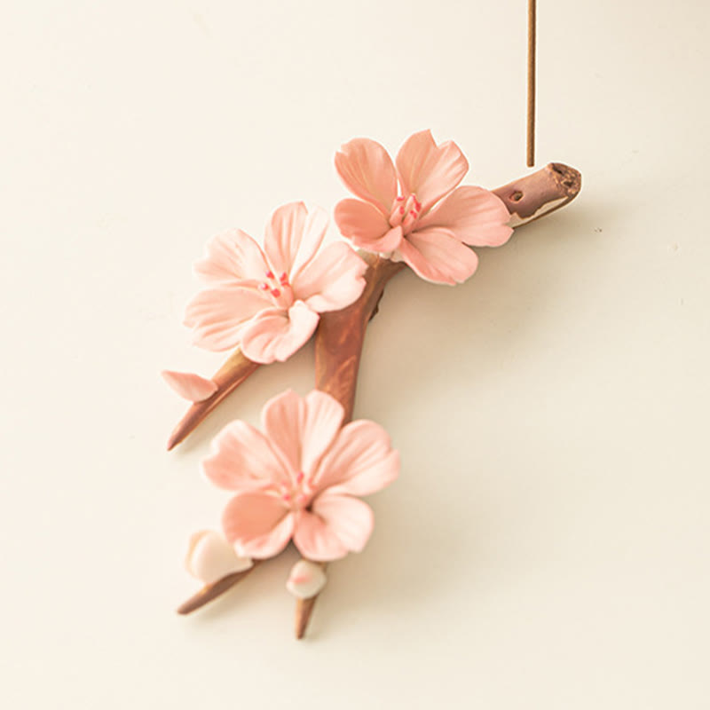 Nimara Ritual Blooming Plum Blossom Branches Ceramic Healing Incense Burner Desk Decoration