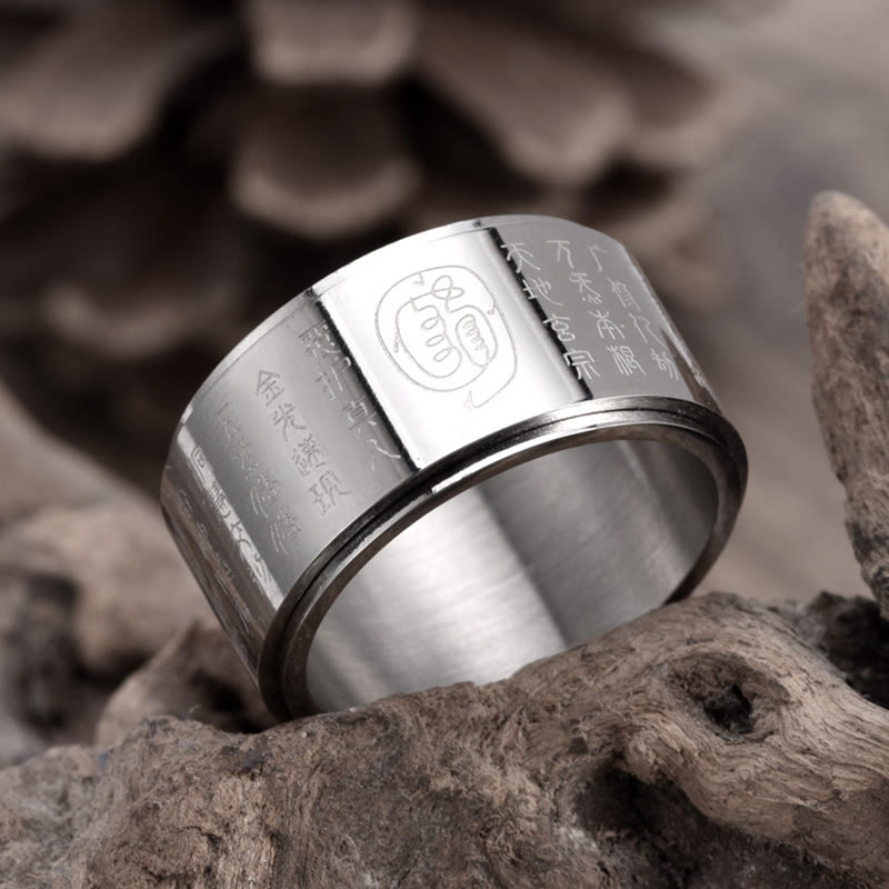 Nimara Ritual Tibetan Golden Light Mantra Titanium Steel Smooth Surface Spinner Balance Ring