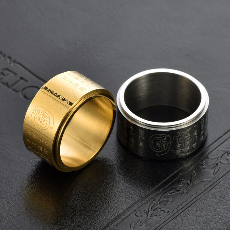 Nimara Ritual Tibetan Golden Light Mantra Titanium Steel Smooth Surface Spinner Balance Ring