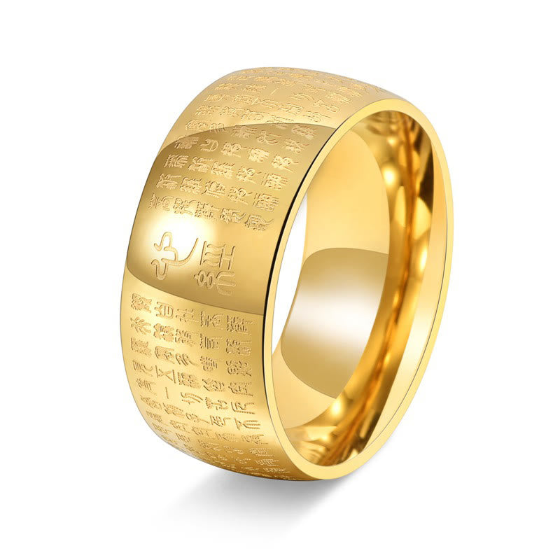 Nimara Ritual Tibetan Seal Heart Sutra Titanium Steel Balance Ring