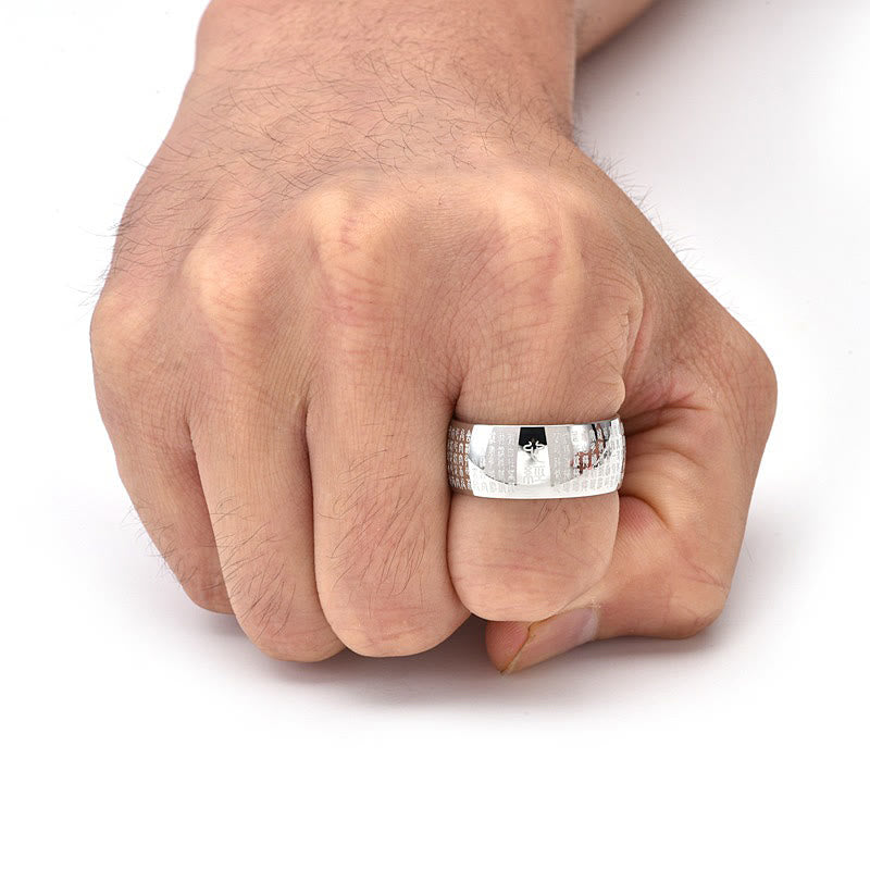 Nimara Ritual Tibetan Seal Heart Sutra Titanium Steel Balance Ring