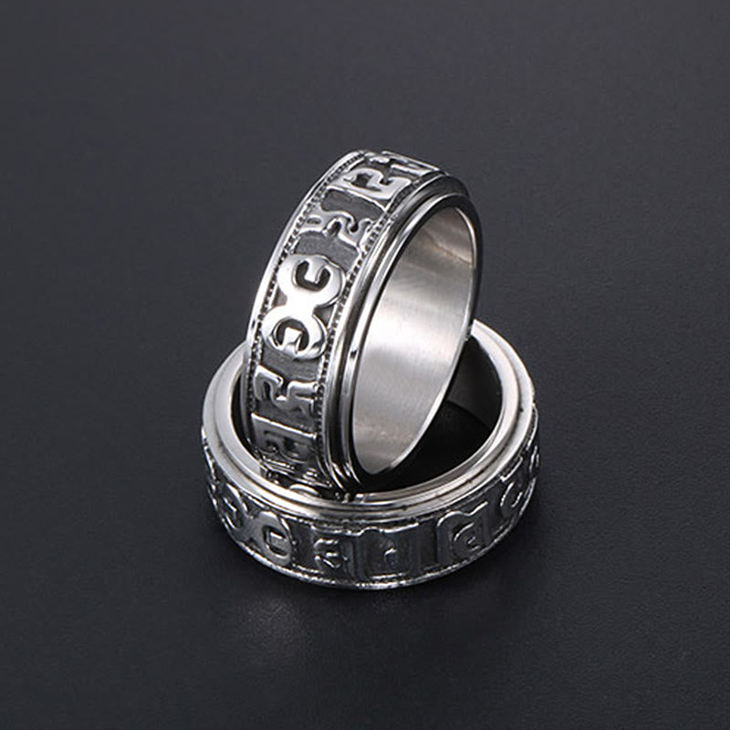 Nimara Ritual Tibetan Om Mani Padme Hum Titanium Steel Spinner Balance Ring