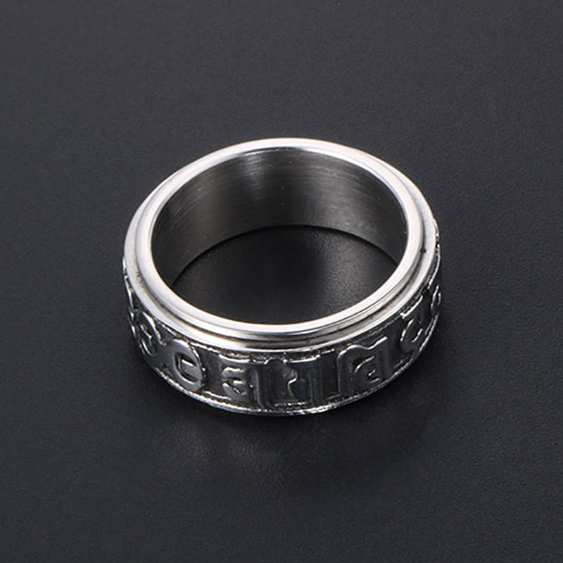 Nimara Ritual Tibetan Om Mani Padme Hum Titanium Steel Spinner Balance Ring