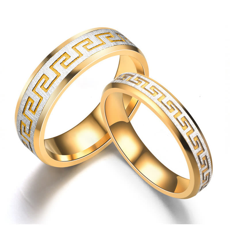 Nimara Ritual Tibetan Great Wall Pattern Titanium Steel Balance Ring