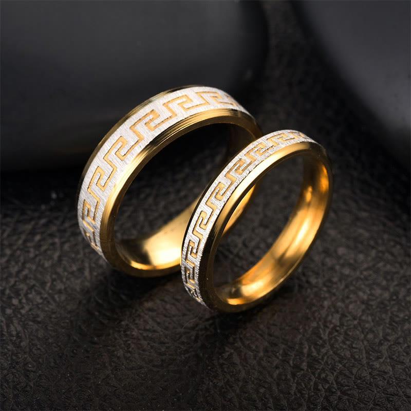 Nimara Ritual Tibetan Great Wall Pattern Titanium Steel Balance Ring