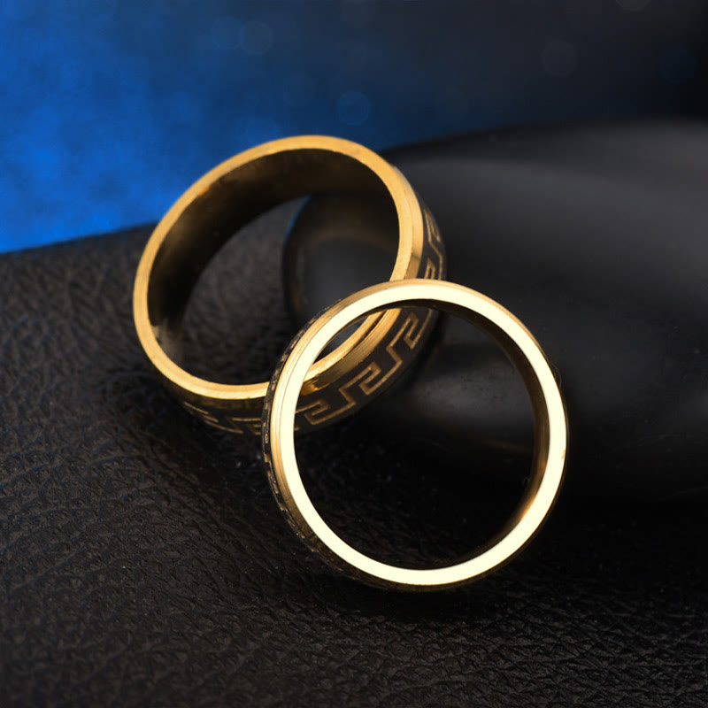 Nimara Ritual Tibetan Great Wall Pattern Titanium Steel Balance Ring