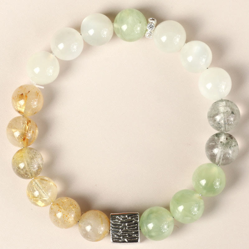 Nimara Ritual Black Obsidian Black Rutilated Quartz Moonstone Cube Strength Bracelet