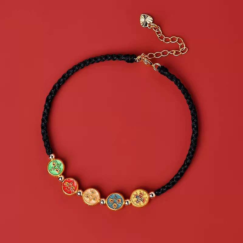 Nimara Ritual Red String 925 Sterling Silver Five Ways God Of Wealth Connection Bracelet