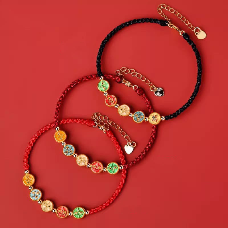 Nimara Ritual Red String 925 Sterling Silver Five Ways God Of Wealth Connection Bracelet