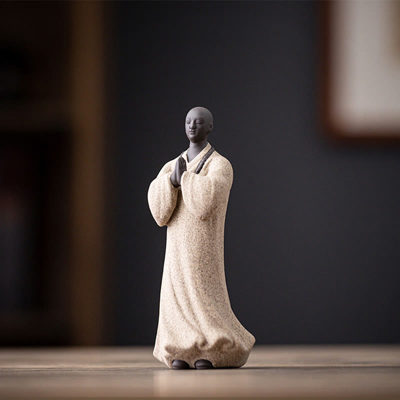 Nimara Ritual Meditating Praying Monk Figure Ceramic Compassion Serenity Home Decoration