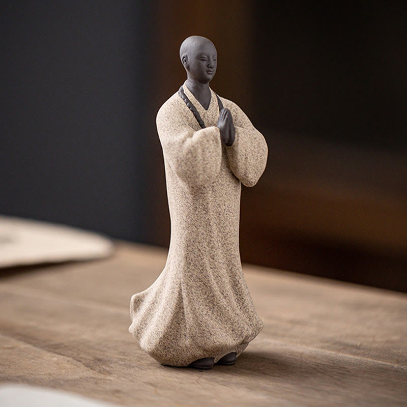 Nimara Ritual Meditating Praying Monk Figure Ceramic Compassion Serenity Home Decoration