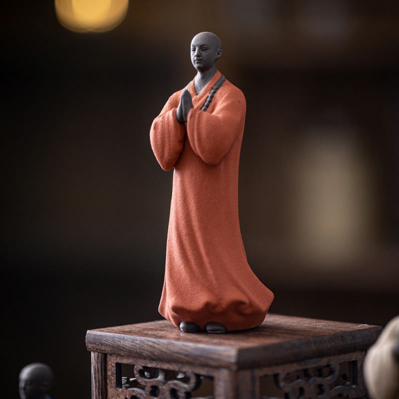 Nimara Ritual Meditating Praying Monk Figure Ceramic Compassion Serenity Home Decoration