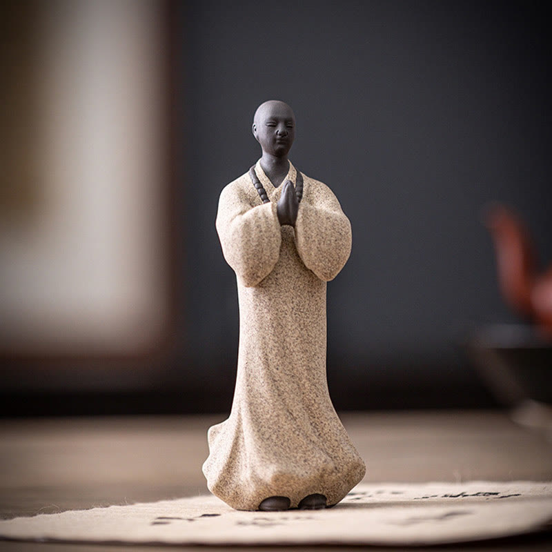 Nimara Ritual Meditating Praying Monk Figure Ceramic Compassion Serenity Home Decoration