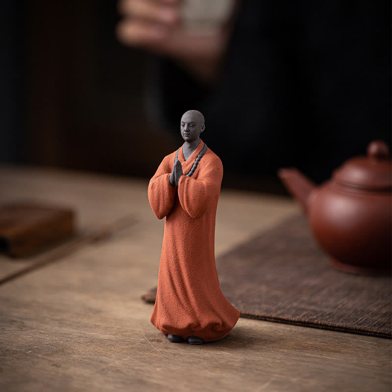 Nimara Ritual Meditating Praying Monk Figure Ceramic Compassion Serenity Home Decoration