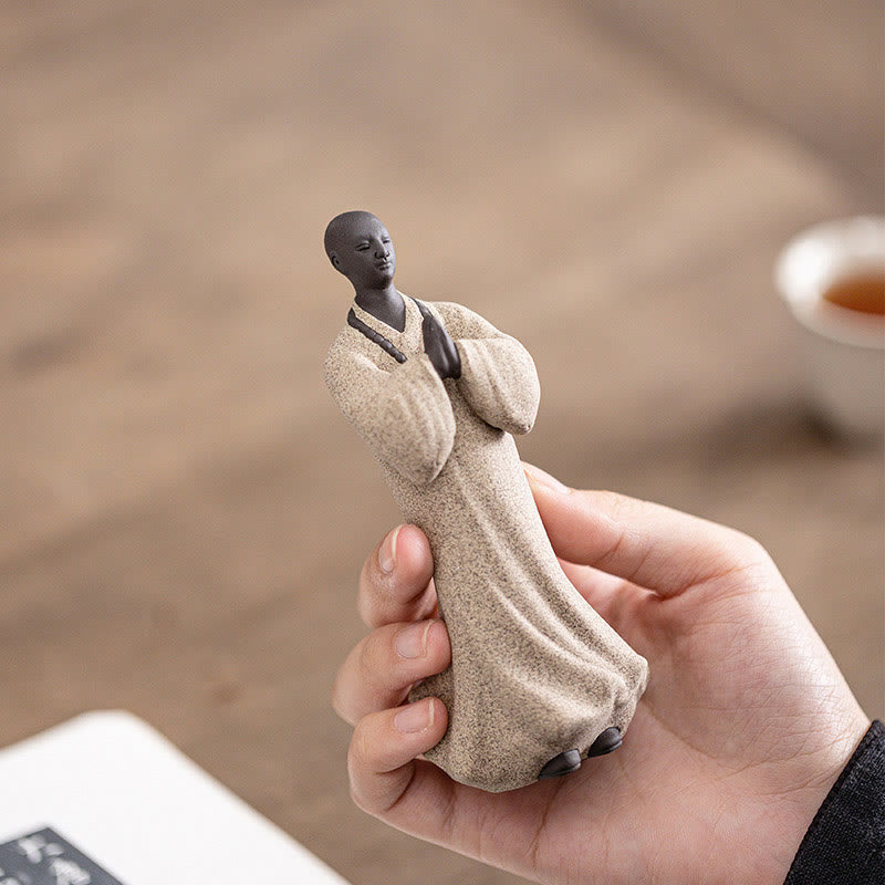 Nimara Ritual Meditating Praying Monk Figure Ceramic Compassion Serenity Home Decoration