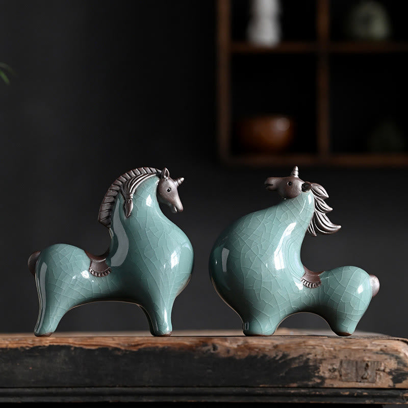 Nimara Ritual Head Down Up Horse Ceramic Success Freedom Home Decoration
