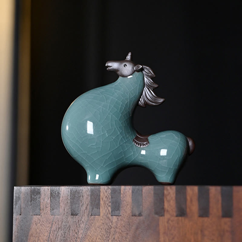 Nimara Ritual Head Down Up Horse Ceramic Success Freedom Home Decoration