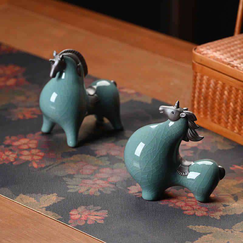 Nimara Ritual Head Down Up Horse Ceramic Success Freedom Home Decoration