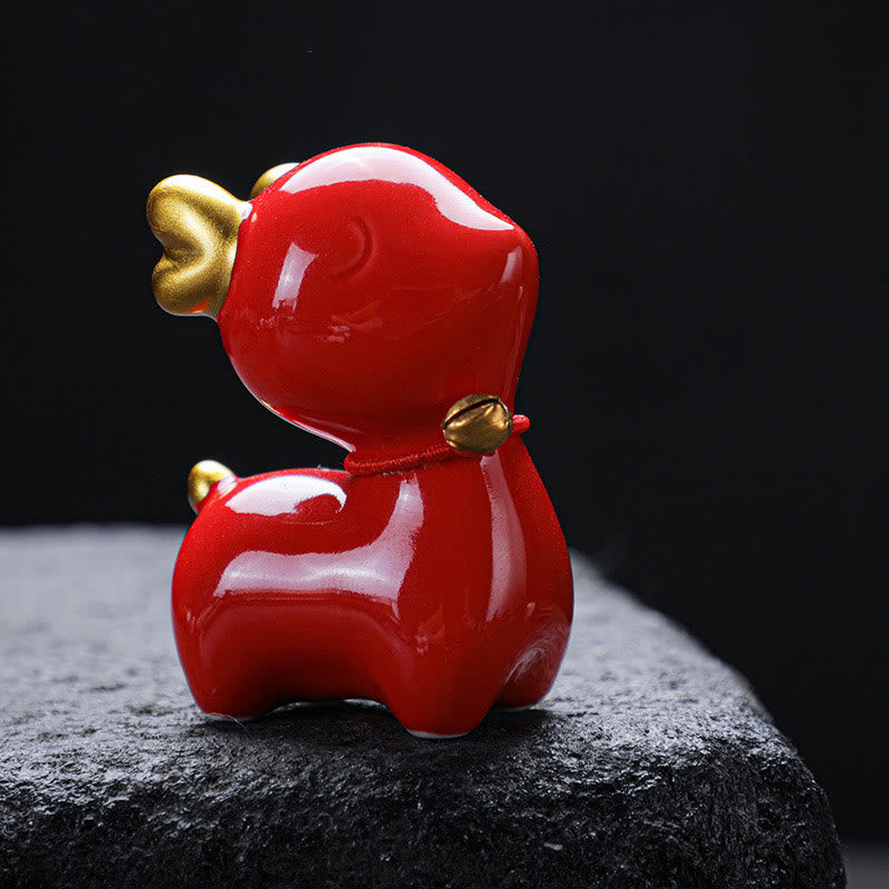 Nimara Ritual Mini Deer Tea Pet Ceramic Home Desk Figurine Decoration