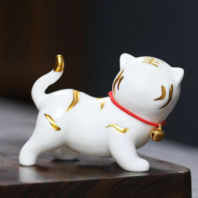 Nimara Ritual Mini Cute Tiger Tea Pet Ceramic Home Desk Figurine Decoration
