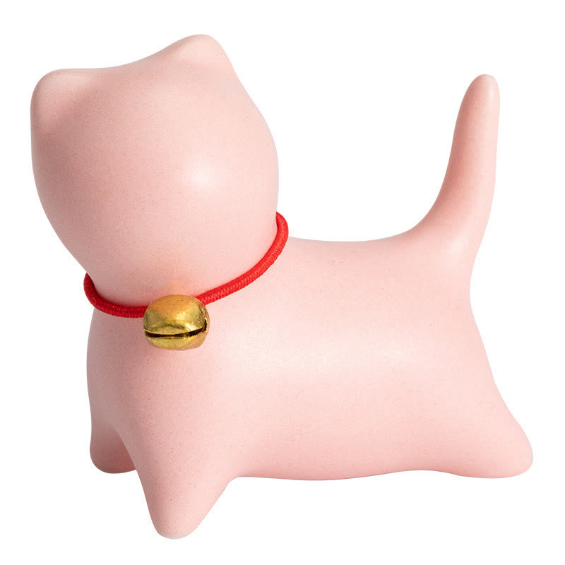 Nimara Ritual Mini Cute Standing Lying Cat Tea Pet Ceramic Home Desk Figurine Decoration