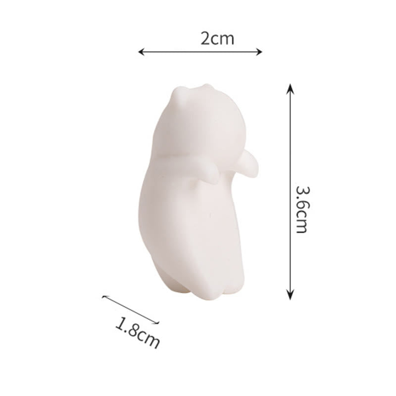Nimara Ritual Mini Hanging White Cat Tea Pet Ceramic Home Desk Figurine Decoration