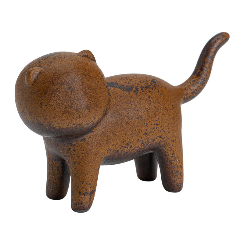 Nimara Ritual Mini Standing Cat Feng Shui Frog Toad Tea Pet Ceramic Home Desk Figurine Decoration
