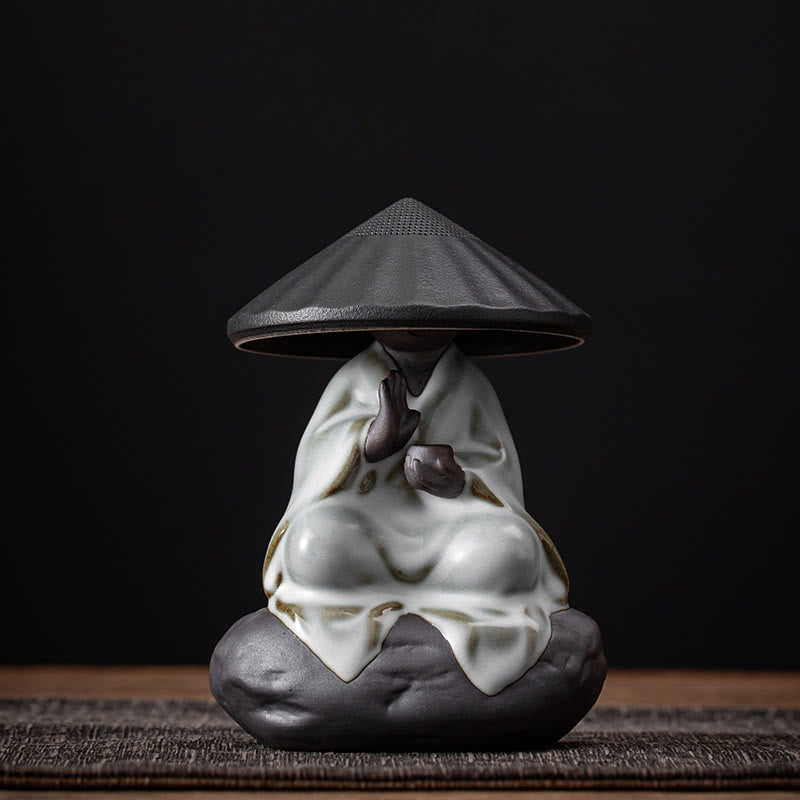 Nimara Ritual Little Zen Monk Hat Strainer Ceramic Tea Accessories Figurine Home Decoration
